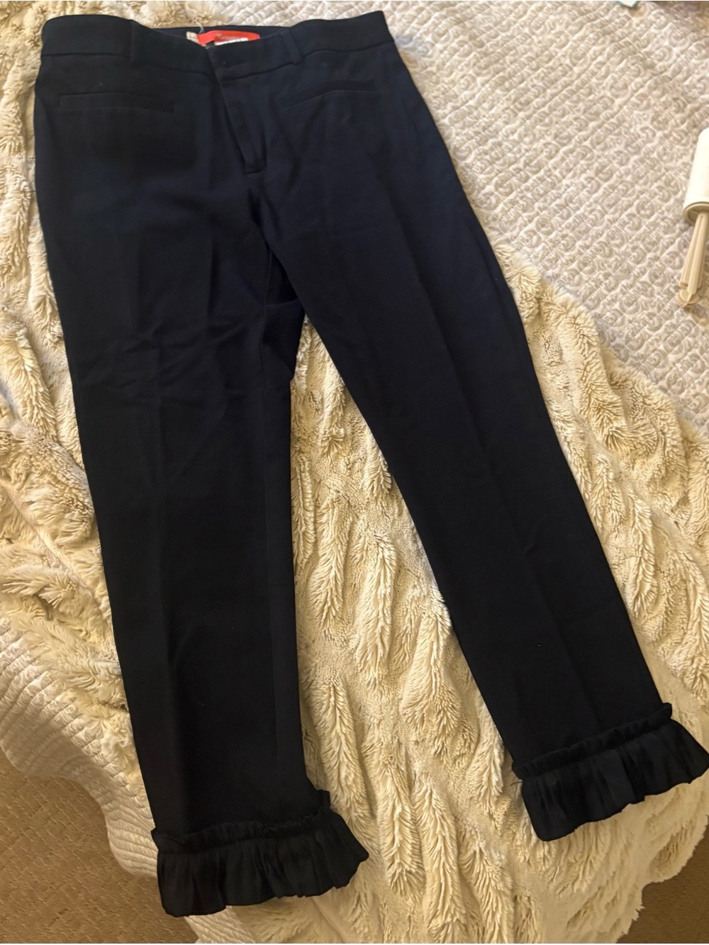 Women's Black Ruffle Hem Dress Pants